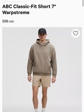 Lulu Lemon Khaki ABC classic Short 7 inch